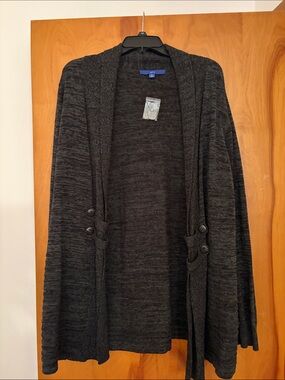 Apt. 9 Women’s Charcoal Two-Tone Open-Front Shawl Cardigan